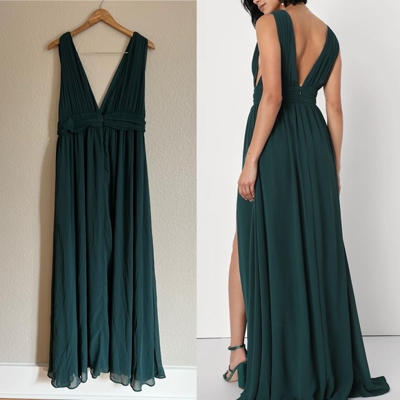NWOT Heavenly Hues Forest Green Maxi Dress Gown - Picture 3 of 7